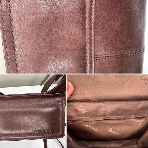 Fossil Vintage Brown Leather Crossbody Wallet Purse | 90s Y2K Minimalist - Picture 10 of 13